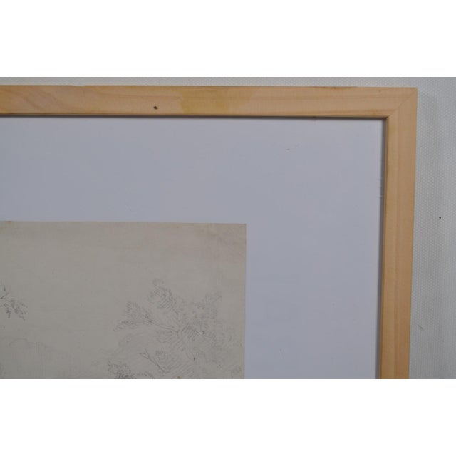 French School of the 20th Century. Pencil Drawing “tree Landscape” For Sale - Image 4 of 10