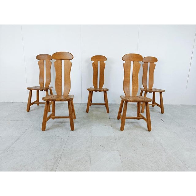 Brutalist Vintage Dining Chairs by Depuydt, Belgium, 1960s, Set of 5 For Sale - Image 3 of 11