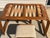 Wood Vintage Pencil Reed Natural Bamboo Game Table With Stools Set For Sale - Image 7 of 11