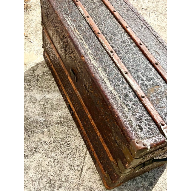 Burnt Umber Vintage Louis Vuitton Steamer Trunk For Sale - Image 8 of 13