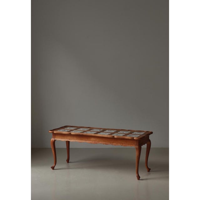 Vintage Danish Oak Coffee Table with Ceramic Tiles by Frits Henningsen, 1940s For Sale - Image 3 of 16