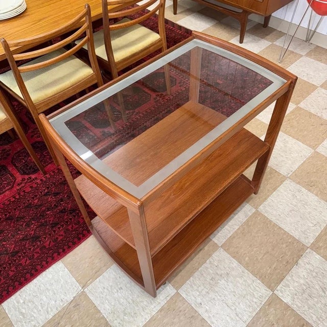 Mid-Century Modern Meredew, Bar Cart, Afromosia, Glass, England, 1970s For Sale - Image 3 of 8