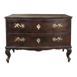 19th Century Italian Walnut and Inlaid Bow Front Commode For Sale