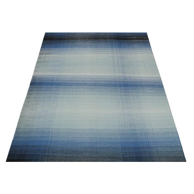 2010s 2010s Rug & Kilim’s Scandinavian Style Ombre Kilim in Blue Gradient Pattern For Sale - Image 5 of 7
