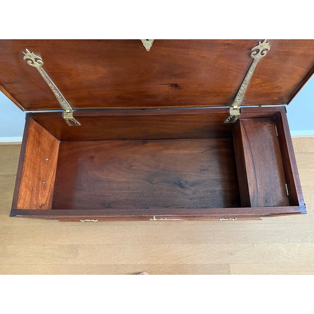 Hand-Carved Kenyan Solid Mahogany Hope Chest / Blanket Chest With Hidden Compartment For Sale - Image 10 of 11