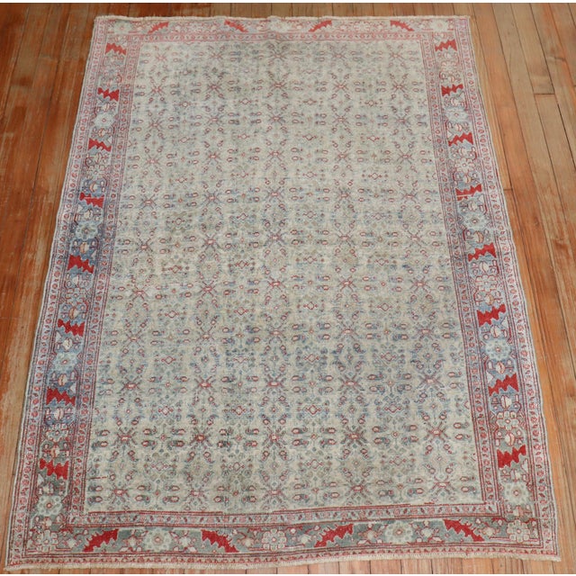 Persian Zabihi Collection Antique Persian Senneh Rug For Sale - Image 3 of 9