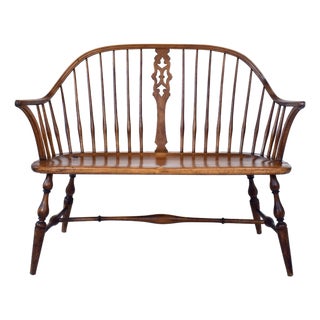 Early 20th C. Windsor Bench Settee For Sale