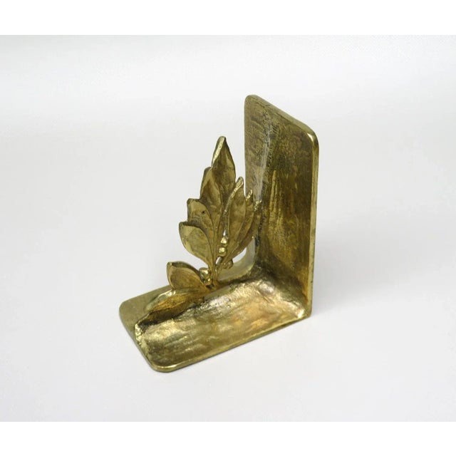 Brutalist Style Bronze Bookends with Floral Elements, 1970s, Set of 2 For Sale - Image 13 of 18