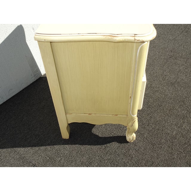 Vintage French Privincial Yellow Nightstand W Brass Hardware For Sale - Image 12 of 12