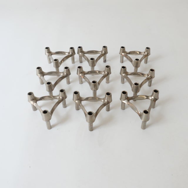 1970s Vintage Modular Metal Candleholders by Stoff Nagel, 1970s, Set of 9 For Sale - Image 5 of 7
