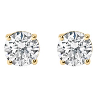 14K Yellow Gold 3.0 Cttw Lab Grown Diamond Solitaire Stud Earrings For Sale