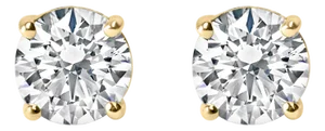 14K Yellow Gold 3.0 Cttw Lab Grown Diamond Solitaire Stud Earrings, A Pair