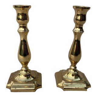 1950s Brass Candlesticks- a Pair For Sale