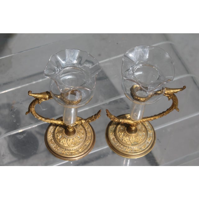 Asian Antique Signed F. & C. Osler 19th Century Gilt Bronze Serpantine Epergnes - A Pair For Sale - Image 3 of 13