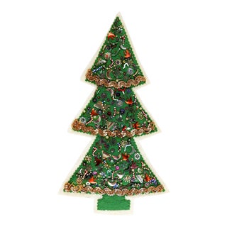 Handmade Vintage Beaded & Bangled Felt Christmas Tree For Sale