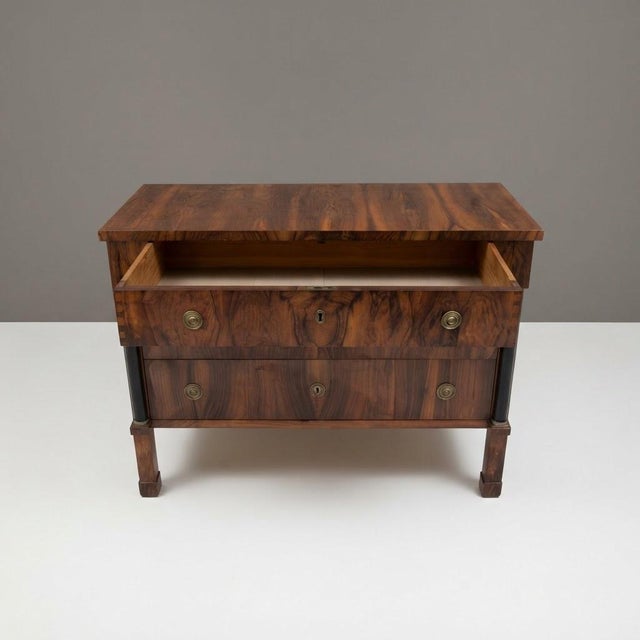 Empire Chests of Drawers Veneered in Walnut, 1820s, Set of 2 For Sale - Image 4 of 7