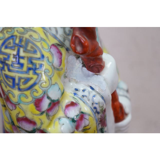 Antique Shouxing Famille Rose Polychrome Incense Burner Longevity Figurine 18" For Sale - Image 12 of 17