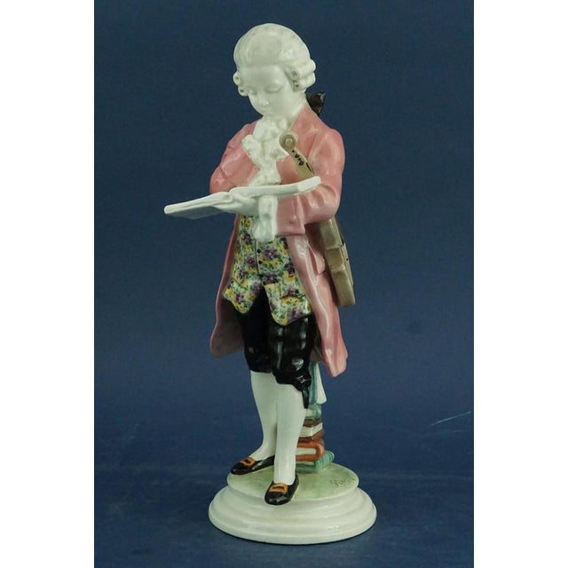 19th Century Art Nouveau Ceramic Sculpture Depicting Wolfgang Amadeus Mozart as a Child by Perigot for Goldscheider, Austria, 1890s For Sale - Image 3 of 18
