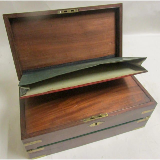 English Regency Mahogany Travelling Lap Desk Box with Secret Compartment For Sale - Image 12 of 13
