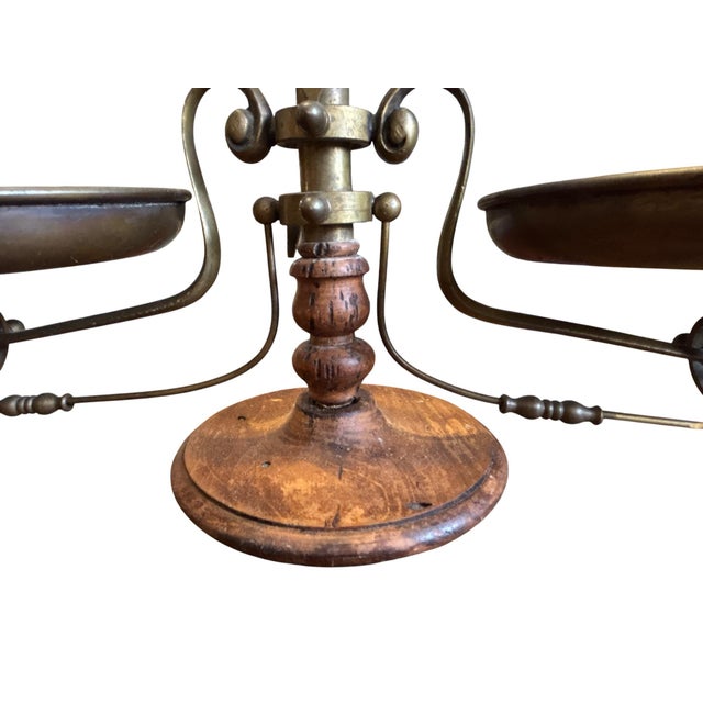 Late 20th Century Vintage Italian Brass & Wood Balance Scale For Sale - Image 4 of 9