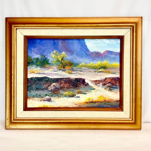 1974 Vintage Impressionist “Desert Scene” Original Oil Painting, New Mexico, Artist Signed, Framed For Sale - Image 12 of 12