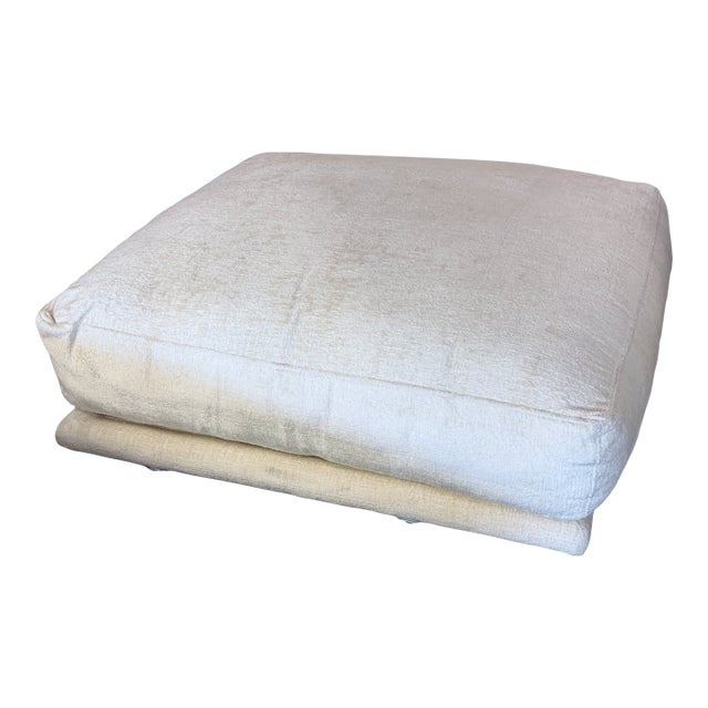 Montauk "Jill" Ottoman in Cream Off-White Velvet For Sale