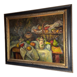 Vintage Original Oil Painting Still Life Fruit Basket Impressionist Framed &Signed