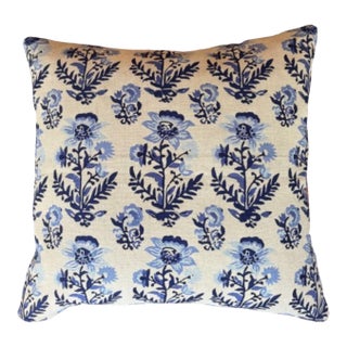 Robshaw Hina Azure Block Print 18 X 18 Decorative Pillow With Down/Feather Insert For Sale