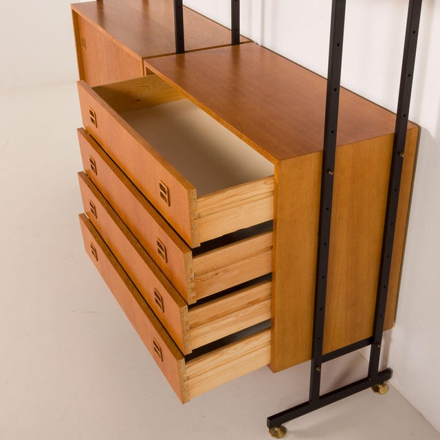 Mid-Century Scandinavian Oak Free-Standing Wall Unit, 1970s For Sale - Image 10 of 16