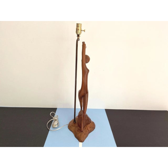 Mid Century Figural Teak Lamp For Sale - Image 16 of 18