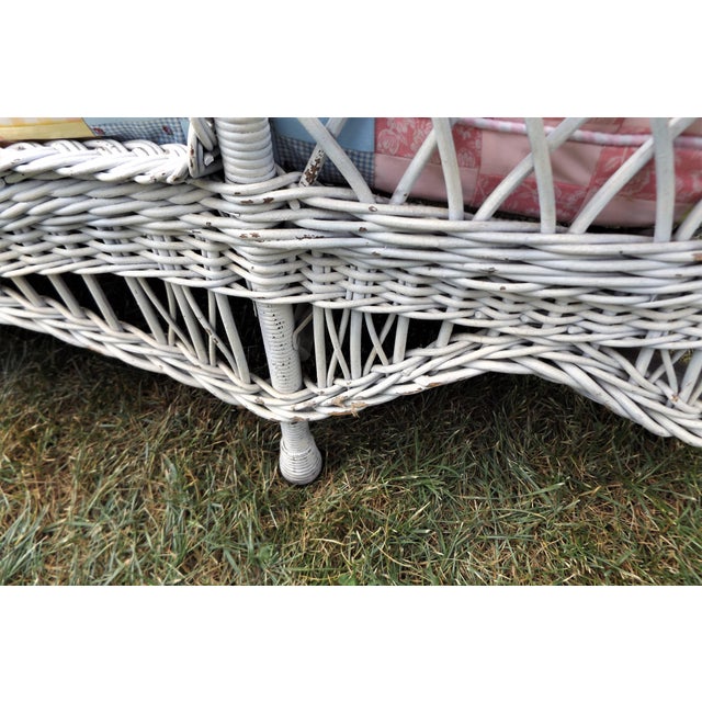 Vintage Wicker Chaise Lounge With Cushion Chairish