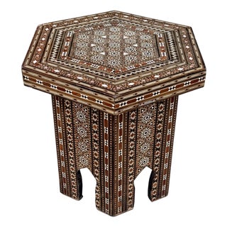 Mid 20th Century Marquetry Wood Inlay Side Table For Sale