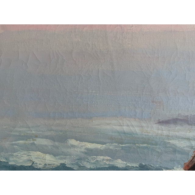 Late 20th Century Framed VTG Oil Painting Seascape Signed Theddy Peterson Coastal Waves Rocks Art For Sale - Image 9 of 10