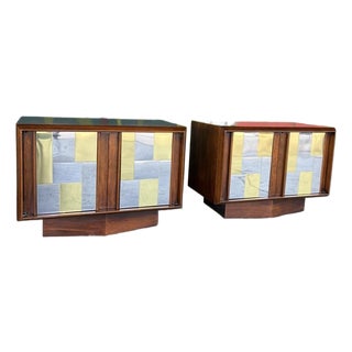 Lane Brutalist Paul Evans Style Nightstand Pair For Sale