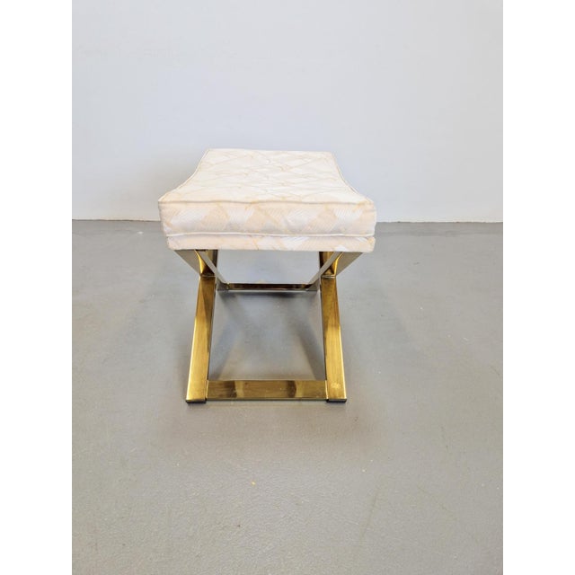 Vintage Regency Brass Cross Stool, Italy, 1970s For Sale - Image 4 of 11