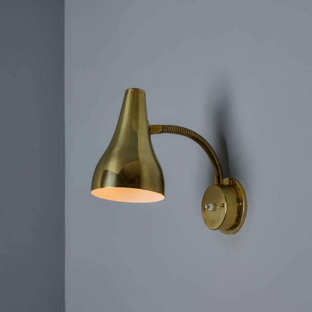 Pair of 1950s Perforated Brass Wall Lamps Attributed to Mauri Almari For Sale - Image 13 of 18