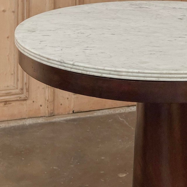 19th Century French Louis Philippe Period Mahogany Center Table With Original Carrara Marble Top For Sale - Image 9 of 16