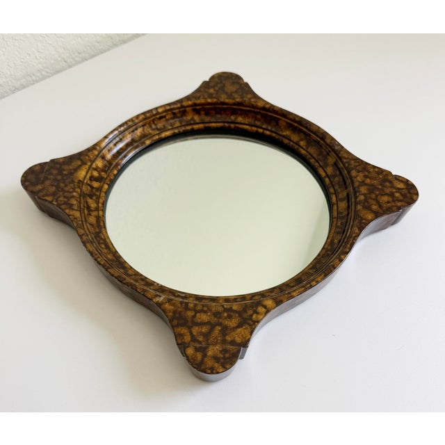 Wood Faux Tortoise Accent Mirror by LaBarge For Sale - Image 7 of 8