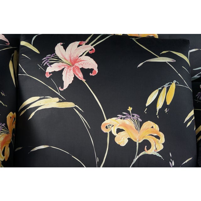 Pair Mid Century Erwin-Lambeth for John Stuart Botanical Lily Rolled Arm Sofas For Sale - Image 13 of 17