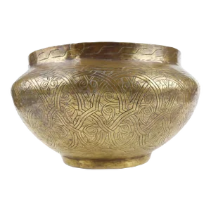 Early 20th Century Hand Made Brass Engraved Pot Jardiniere Planter Vase