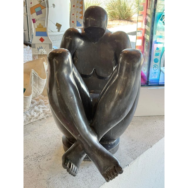 Cubism Large Black Marble Cubist Sculpture Nude Woman For Sale - Image 3 of 12