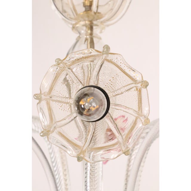 Vintage Murano Style Crystal J Arms Chandelier With Gold & Rose Inflections For Sale - Image 14 of 14
