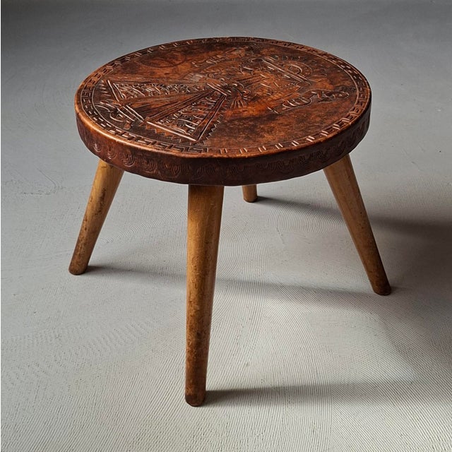 Side Table in Wood and Leather by Angel Pazmino for Meubles De Estilo, 1960s For Sale - Image 3 of 7