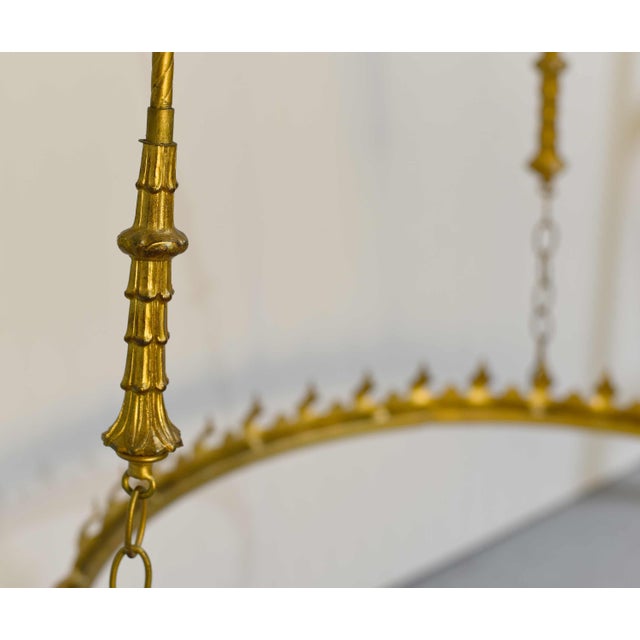 Mid Century Gothic Revival Gold Halo Ring & Crystal Chandelier For Sale - Image 10 of 16