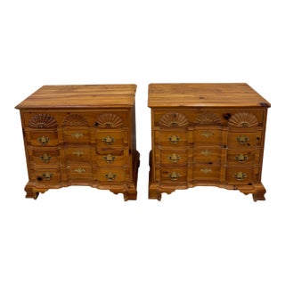 1990s Lexington Link Taylor Carved Shell Pine Chest of Drawers /Nighstands, A Pair For Sale