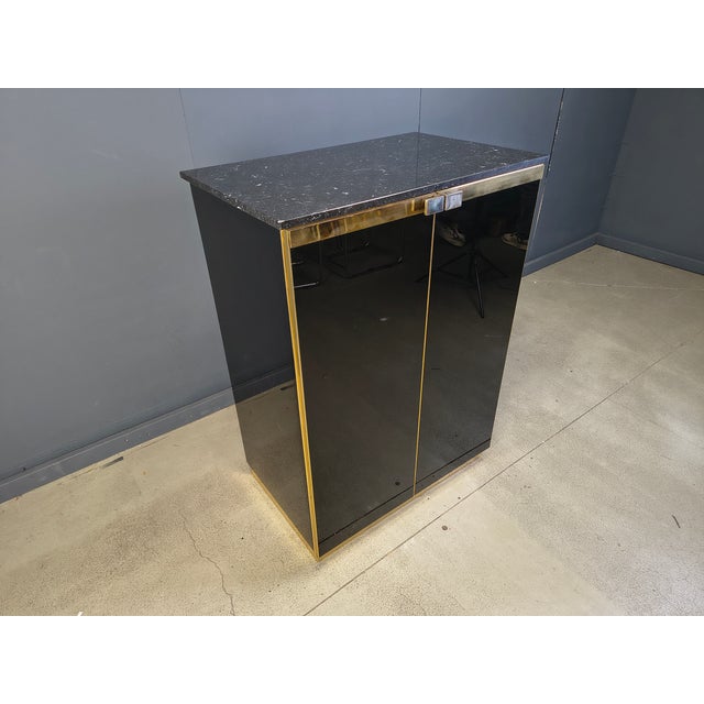 Black Lacquer and Marble Bar in the style of Maison Jansen, 1970s For Sale - Image 10 of 11