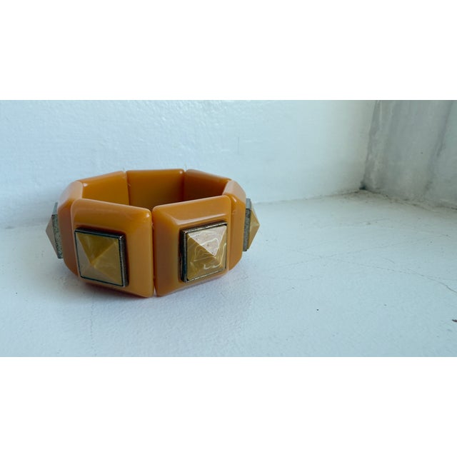 Plastic Vintage Mid-Century Modern Tangerine Stretch Bracelet, 1960s For Sale - Image 7 of 10