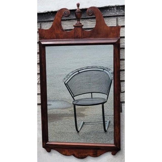 Chippendale Share Antique Chippendale Revival Maple Hall Wall Mirror c.1900 American Entryway For Sale - Image 3 of 12