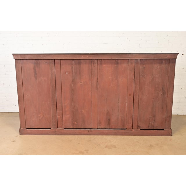 Antique Georgian Carved Mahogany Breakfront Bookcase Cabinet, Circa 1900 For Sale - Image 9 of 10