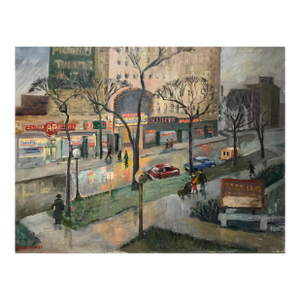 Hyde Park Neighborhood, the Piccadilly Theater, Chicago, Il 1957, Oil Painting by Ruth L. Drucker